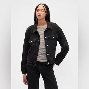 GAP oversized black denim jacket M